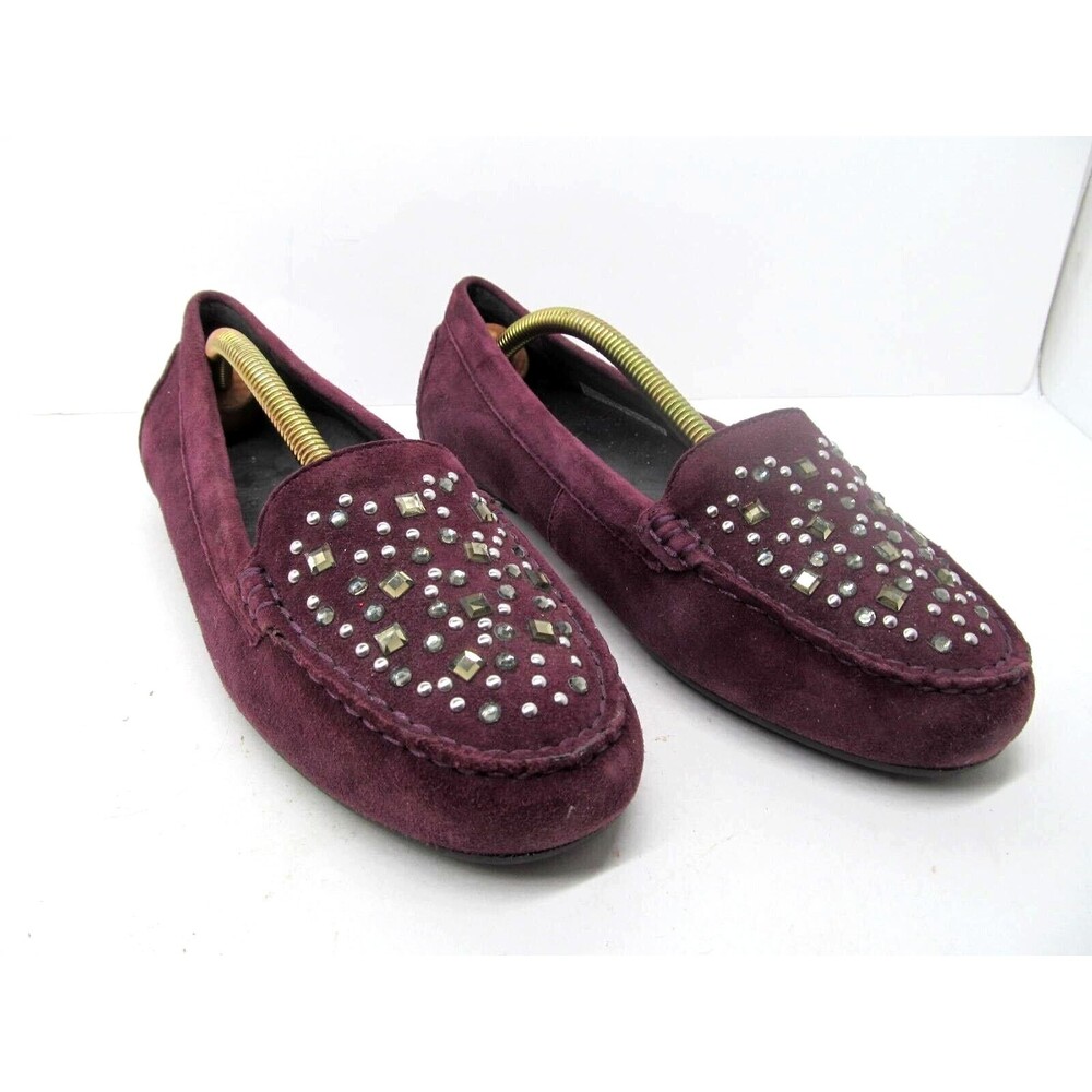 Vionic Suede Embellished Loafers Plum Purple Womens US 6.5 EUR 37.5